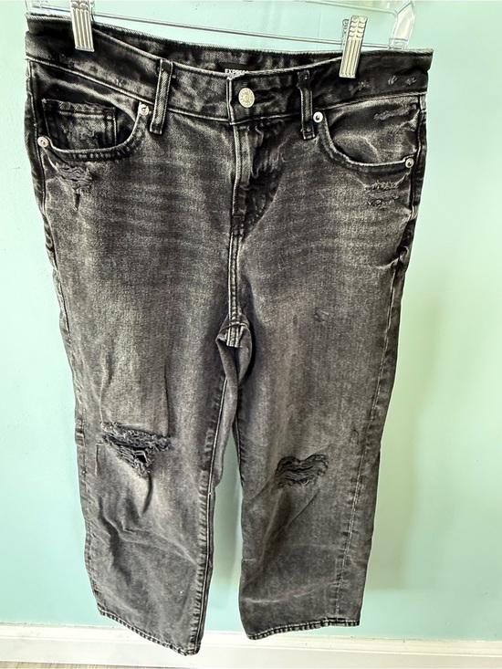 Express Denim - Express 90’S Ankle Boot Midrise Women's Distressed Black Wash Jeans Size 2